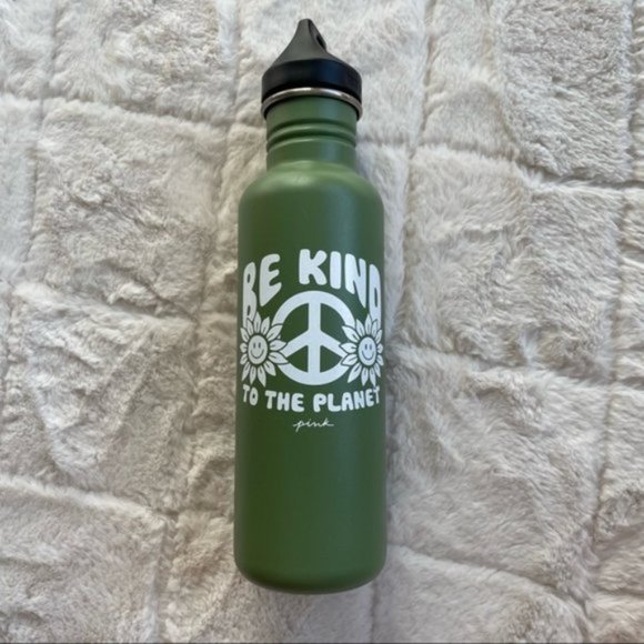 Victoria's Secret PINK | Army Green Water Bottle "Be Kind to the Planet" - Picture 2 of 11